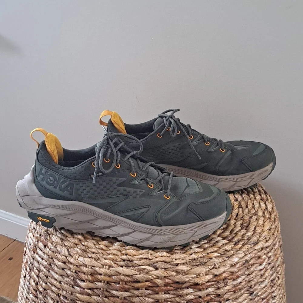 Hoka One One Men's Olive Green and Yellow Trail Sneakers